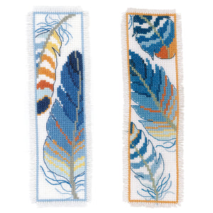 Bookmarks Counted Cross Stitch Kit ~ Blue Feathers Set of 2