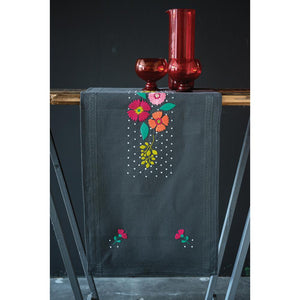 Table Runner Embroidery Kit ~ Colourful Flowers