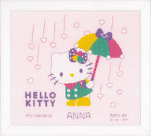 Load image into Gallery viewer, Birth Record Counted Cross Stitch Kit ~ Hello Kitty A Shower of Hearts