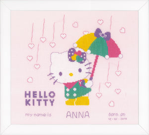 Birth Record Counted Cross Stitch Kit ~ Hello Kitty A Shower of Hearts