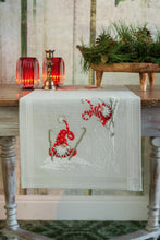 Load image into Gallery viewer, Table Runner Embroidery Kit ~ Christmas Gnomes Skiing