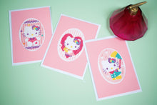 Load image into Gallery viewer, Greetings Cards Counted Cross Stitch Kit ~ Hello Kitty Pastels Set of 3