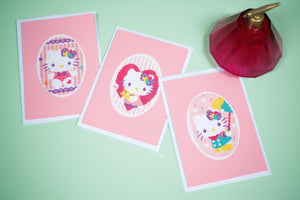 Greetings Cards Counted Cross Stitch Kit ~ Hello Kitty Pastels Set of 3