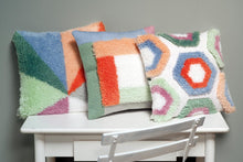 Load image into Gallery viewer, Cushion Latch Hook &amp; Chain Stitch Kit ~ Palm Springs Color Blocks