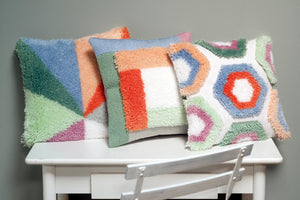 Cushion Latch Hook & Chain Stitch Kit ~ Palm Springs Color Blocks