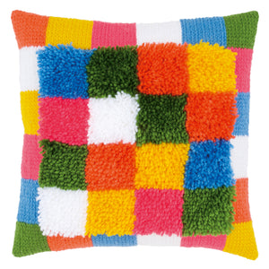 Cushion Latch Hook & Chain Stitch Kit ~ Bright Squares