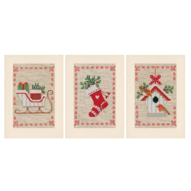 Greetings Cards Counted Cross Stitch Kit ~ Christmas Motif Set of 3