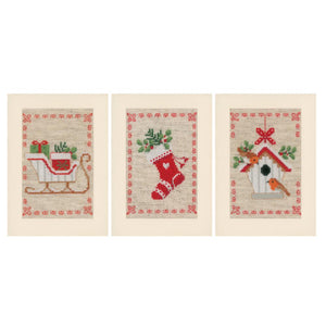Greetings Cards Counted Cross Stitch Kit ~ Christmas Motif Set of 3
