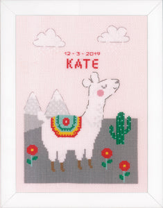 Birth Record Counted Cross Stitch Kit ~ Lovely Llama