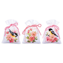 Load image into Gallery viewer, Counted Cross Stitch Kit ~ Gift Bags Birds and Blossoms Set of 3