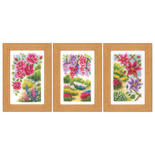 Load image into Gallery viewer, Counted Cross Stitch Kit ~ Miniatures In My Garden Set of 3
