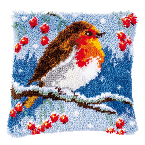 Cushion Latch Hook Kit ~ Red Robin in Winter