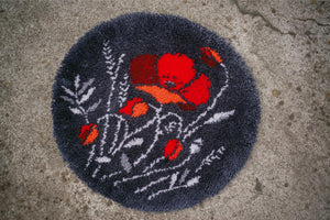 Rug Shaped Latch Hook Kit ~ Poppies