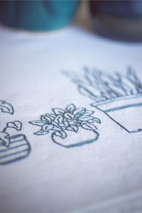 Tablecloth Embroidery Kit ~ Houseplants