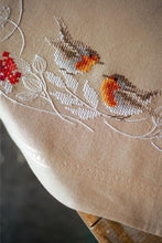Load image into Gallery viewer, Tablecloth Embroidery Kit ~ Robins in Winter