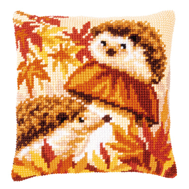 Cushion Cross Stitch Kit ~ Hedgehogs on Mushroom