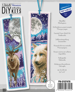Counted Cross Stitch Kit Bookmark ~ Wolf and Deer with Moon Set of 2