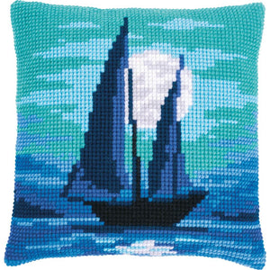 Sailboat in Moonlight - Cross Stitch Cushion Front Kit