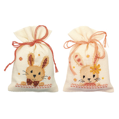 Counted Cross Stitch Kit Gift Bags ~ Sweet Bunnies Set of 2