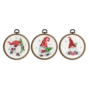 Counted Cross Stitch Kit Miniatures ~ Christmas Gnomes Set of 3