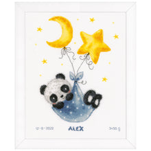 Load image into Gallery viewer, Counted Cross Stitch Kit Birth Record ~ Panda Bear Goes to Sleep