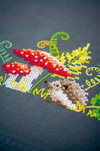 Tablecloth Embroidery Kit ~ Little Hedgehog with Ferns