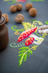 Tablecloth Embroidery Kit ~ Little Hedgehog with Ferns