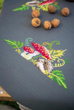 Load image into Gallery viewer, Tablecloth Embroidery Kit ~ Little Hedgehog with Ferns