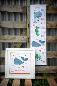 Counted Cross Stitch Kit ~ Height Chart Whales Fun