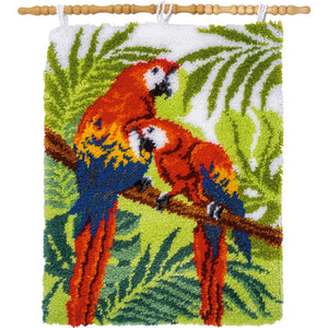 Vervaco ~ Latch Hook Rug / Wall Hanging Kit ~ Parrots In The Jungle –  Cotton Club Crafts