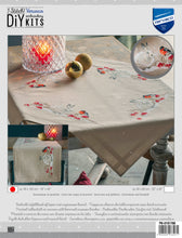 Load image into Gallery viewer, Table Runner Embroidery Kit ~ Snow Hare and Goldfinch