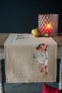 Table Runner Embroidery Kit ~ Snow Hare and Goldfinch