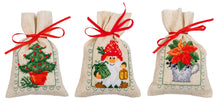 Load image into Gallery viewer, Counted Cross Stitch Kit Gift Bags ~ Christmas Set of 3