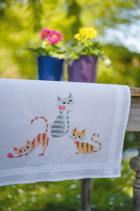 Table Runner Embroidery Kit ~ Striped Cats