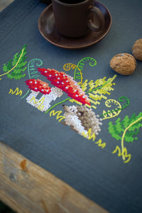 Table Runner Embroidery Kit ~ Little Hedgehog with Ferns
