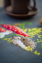 Load image into Gallery viewer, Table Runner Embroidery Kit ~ Little Hedgehog with Ferns