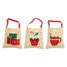 Load image into Gallery viewer, Counted Cross Stitch Kit ~ Draw String Gift Bags Christmas Motifs Set of 3
