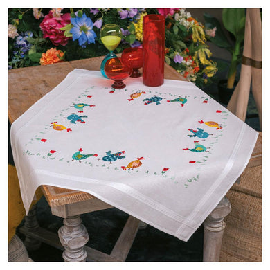 Colourful Chickens Tablecloth Embroidery Kit