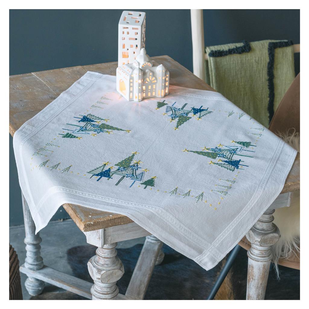 Modern Pine Trees Tablecloth Embroidery Kit