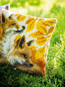 Cushion Cross Stitch Kit ~ Foxes in Autumn