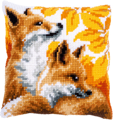 Cushion Cross Stitch Kit ~ Foxes in Autumn
