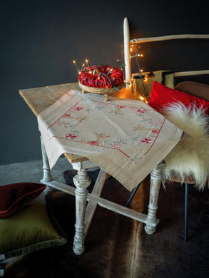Tablecloth Embroidery Kit ~ Reindeer in Christmas Spirit