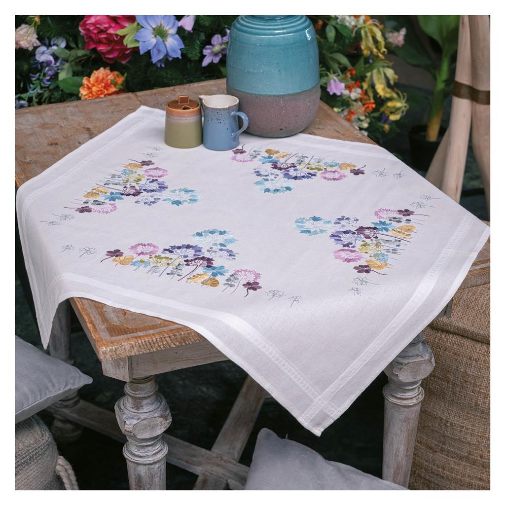 Allium in Blue and Purple Tablecloth Embroidery Kit