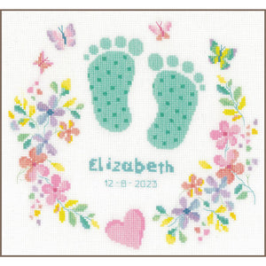 Baby Feet Birth Record Cross Stitch Kit