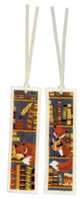 Load image into Gallery viewer, Counted Cross Stitch Kit Bookmark ~ Foxes in Bookshelf Set of 2