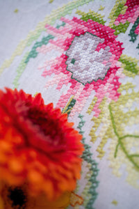 Tablecloth Embroidery Kit ~ Tropical Flowers