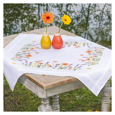 Tablecloth Embroidery Kit ~ Lavender and Field Flowers
