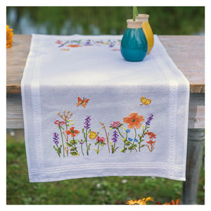 Lavender and Field Flowers Table Runner Embroidery Kit