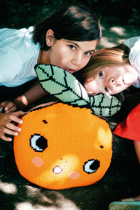 Cross Stitch Cushion Kit Shaped ~ Eva Mouton Orange