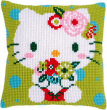 Load image into Gallery viewer, Cushion Cross Stich Kit ~ Hello Kitty Green Floral